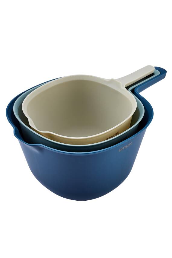 Benefito Süzgeçli 3lü Lacivert Karıştırma Kabı - 1