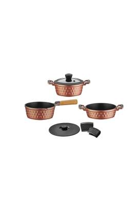 Diamond 5 Parça Yanmaz Yapışmaz Rose Midi Set - 3