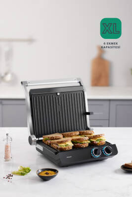 Grilliant 1342h 3 In 1 Inox Gövde Çift Taraflı Xl Döküm Plaka Tost Ve Izgara Makinesi
