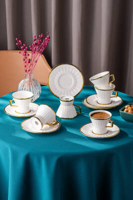 İstanbul Porselen Aşiyan 6 Kişilik Kahve Fincan Takımı - 2