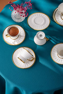 İstanbul Porselen Aşiyan 6 Kişilik Kahve Fincan Takımı - 4