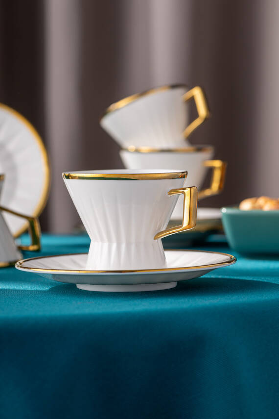 İstanbul Porselen Aşiyan 6 Kişilik Kahve Fincan Takımı - 5