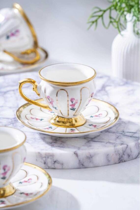 Scarlet Beyaz 6lı Kahve Fincan Takımı KAI-06834 - 1